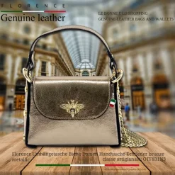 Florence Biene Damen Handtasche Echtleder bronze metallic OTF831N3