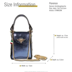 Florence Biene Damen Handtasche Echtleder blau metallic OTM802M