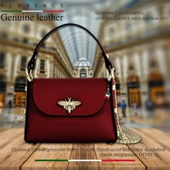 Florence Biene Damen Handtasche Echtleder dunkelrot OTF817D