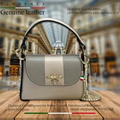 Florence Biene Damen Handtasche Echtleder grau/hellgrau OTF833KK