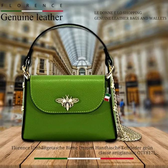Florence Biene Damen Handtasche Echtleder grün OTF817L