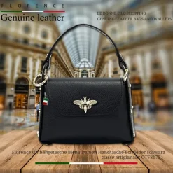 Florence Biene Damen Handtasche Echtleder schwarz OTF817S