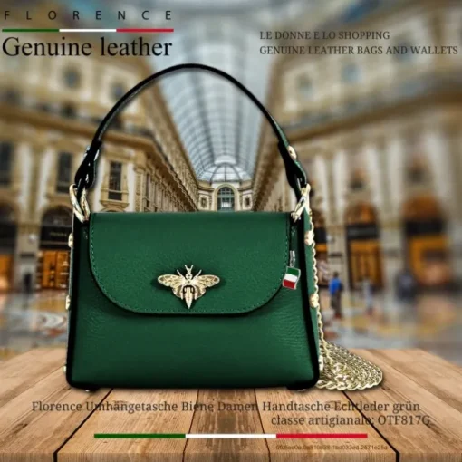Florence Biene Damen Handtasche Echtleder grün OTF817G
