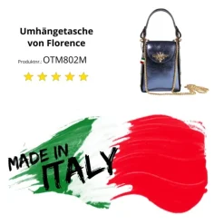 Florence Biene Damen Handtasche Echtleder blau metallic OTM802M