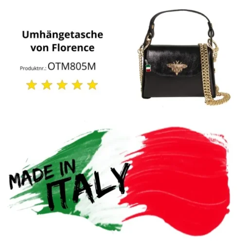 Florence Biene Damen Handtasche Echtleder metallic schwarz OTM805M