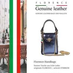 Florence Biene Damen Handtasche Echtleder blau metallic OTM802M
