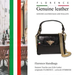 Florence Biene Damen Handtasche Echtleder metallic schwarz OTM805M