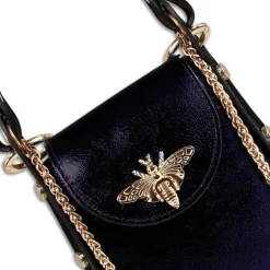 Florence Biene Damen Tasche Echtleder lila metallic OTM802V