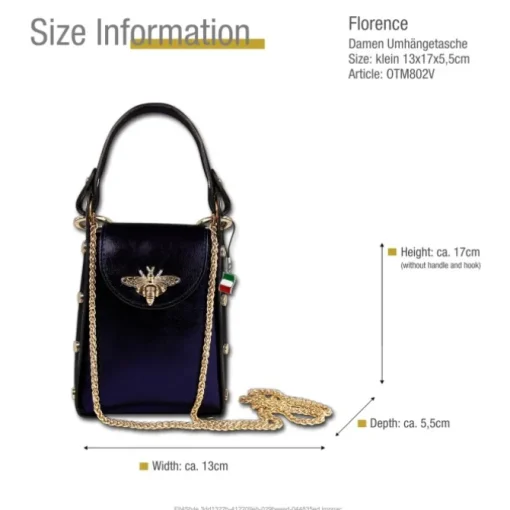 Florence Biene Damen Tasche Echtleder lila metallic OTM802V