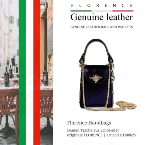 Florence Biene Damen Tasche Echtleder lila metallic OTM802V