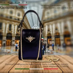Florence Biene Damen Tasche Echtleder lila metallic OTM802V