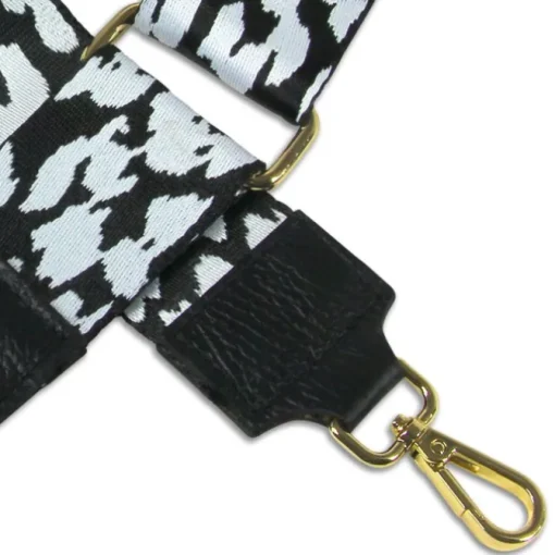 Florence Damen Boho-Gurt Canvas Leder schwarz weiß OGP003YS