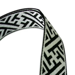 Florence Damen Boho-Gurt Canvas Leder schwarz weiß OGF004JS