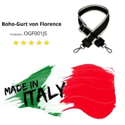 Florence Damen Boho-Gurt Canvas Leder schwarz beige OGF001JS