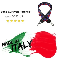 Florence Damen Boho-Gurt Canvas Leder schwarz rot silber OGF011JS