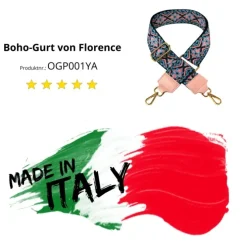 Florence Damen Boho-Gurt Canvas Leder blau rosa OGP001YA