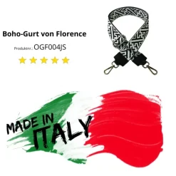 Florence Damen Boho-Gurt Canvas Leder schwarz weiß OGF004JS