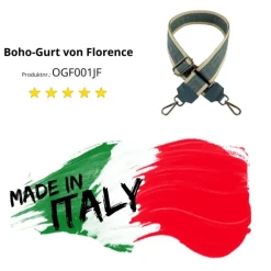 Florence Damen Boho-Gurt Canvas Leder türkis beige OGF001JF