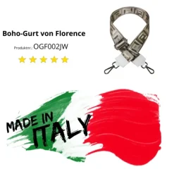 Florence Damen Boho-Gurt Canvas Leder weiß hellbraun silber OGF002JW