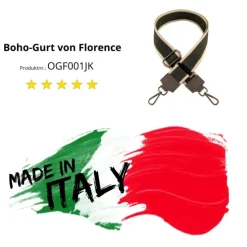 Florence Damen Boho-Gurt Canvas Leder grau beige OGF001JK