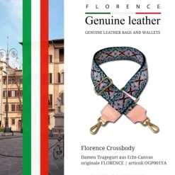 Florence Damen Boho-Gurt Canvas Leder blau rosa OGP001YA