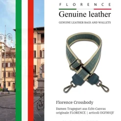 Florence Damen Boho-Gurt Canvas Leder türkis beige OGF001JF