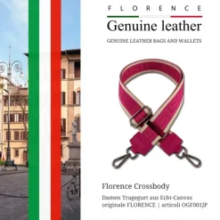 Florence Damen Boho-Gurt Canvas Leder pink beige OGF001JP