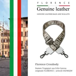 Florence Damen Boho-Gurt Canvas Leder weiß hellbraun silber OGF002JW