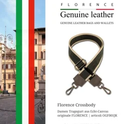 Florence Damen Boho-Gurt Canvas Leder grau beige OGF001JK