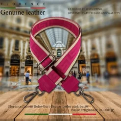 Florence Damen Boho-Gurt Canvas Leder pink beige OGF001JP
