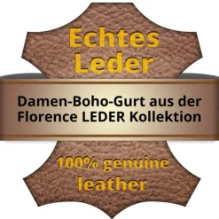 Florence Damen Boho-Gurt Canvas Leder schwarz beige OGF001JS