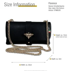 Florence Damen Clutch Biene Leder Tasche schwarz OTM803S