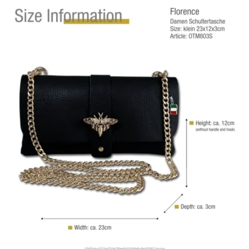 Florence Damen Clutch Biene Leder Tasche schwarz OTM803S