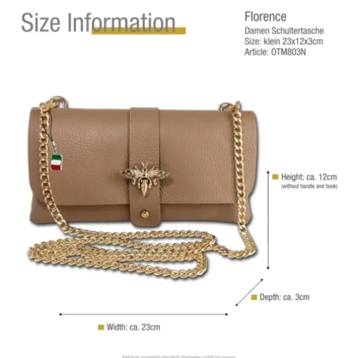 Florence Damen Clutch Biene echtes Leder Tasche taupe OTM803N