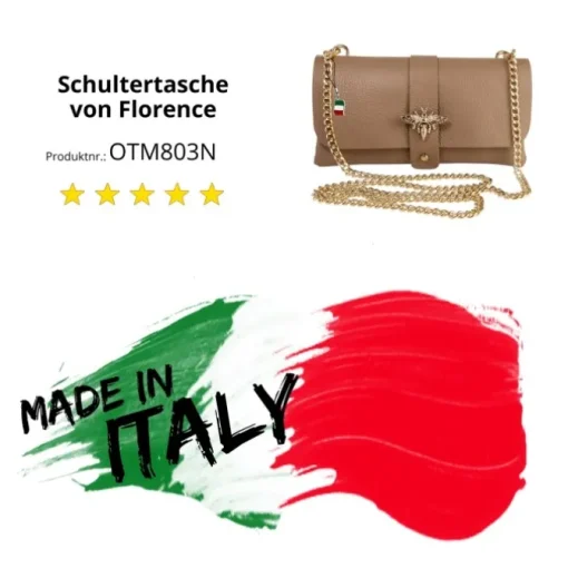 Florence Damen Clutch Biene echtes Leder Tasche taupe OTM803N