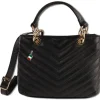 Florence Damen gesteppte Handtasche Echtleder schwarz OTM810S