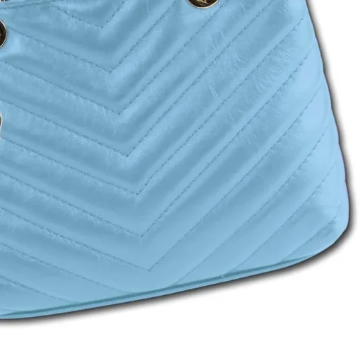 Florence Damen gesteppte Handtasche Echtleder hellblau OTM810H