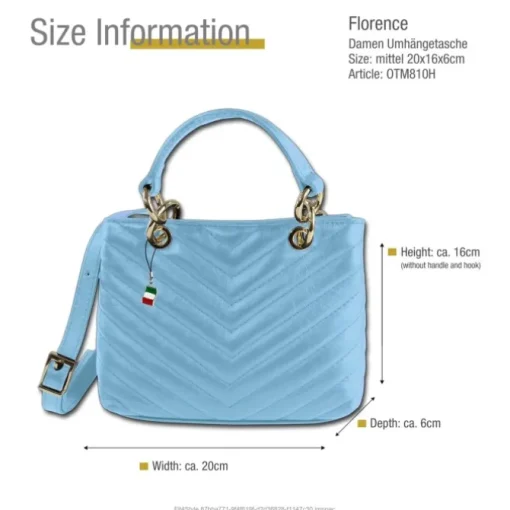 Florence Damen gesteppte Handtasche Echtleder hellblau OTM810H