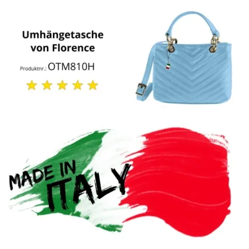 Florence Damen gesteppte Handtasche Echtleder hellblau OTM810H