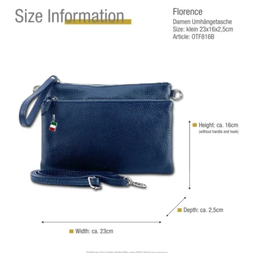 Florence Damen Handgelenktasche Tasche Echtleder blau OTF816B