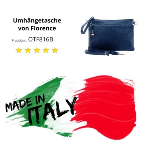Florence Damen Handgelenktasche Tasche Echtleder blau OTF816B