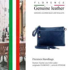 Florence Damen Handgelenktasche Tasche Echtleder blau OTF816B