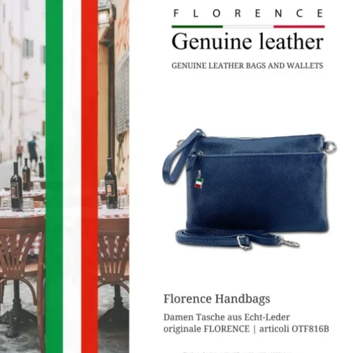 Florence Damen Handgelenktasche Tasche Echtleder blau OTF816B