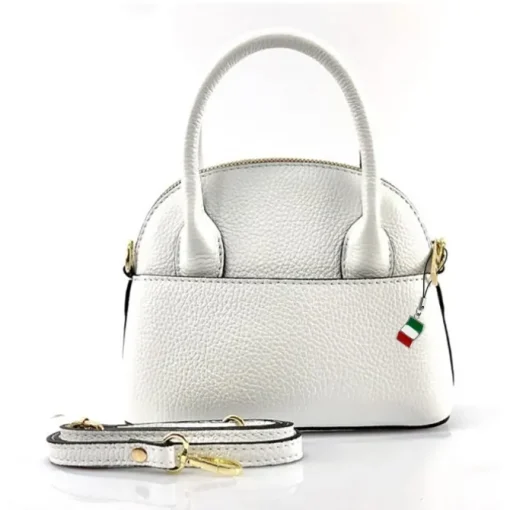Florence Damen Handtasche Bowlingtasche Echtleder weiß OTF814W