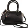 Florence Damen Handtasche Bowlingtasche Echtleder schwarz OTM807S