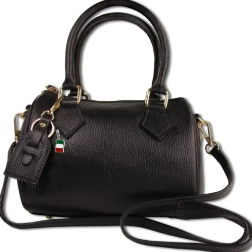 Florence Damen Handtasche Bowlingtasche Echtleder schwarz OTM807S
