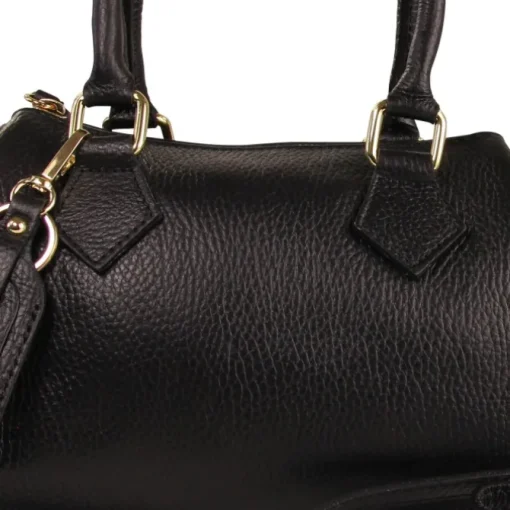 Florence Damen Handtasche Bowlingtasche Echtleder schwarz OTM807S