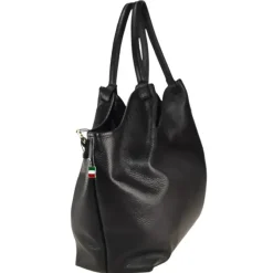 Florence Damen Handtasche, Schultertasche Leder Tasche schwarz OTM109S