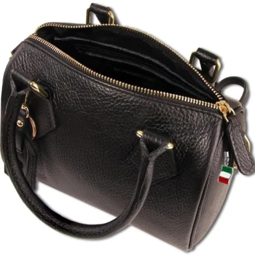 Florence Damen Handtasche Bowlingtasche Echtleder schwarz OTM807S