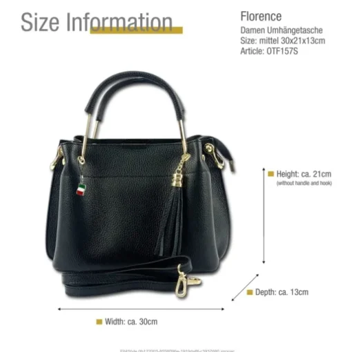 Florence Damen Handtasche Echtleder schwarz OTF157S